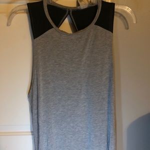 Black and Grey Open Back Muscle Tee